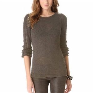 RACHEL ZOE-Tan/Brown Crewneck Cotton Loose Knit Sweater-Size Medium